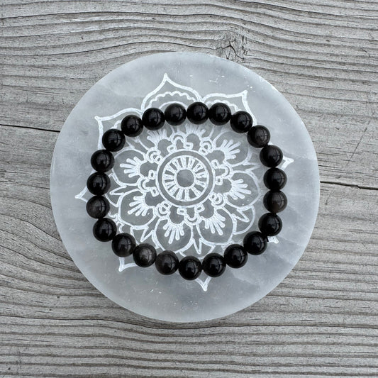 SilverObsidian armband