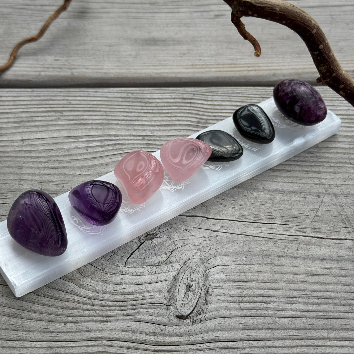 Selenitplatta med Chakra 20 cm