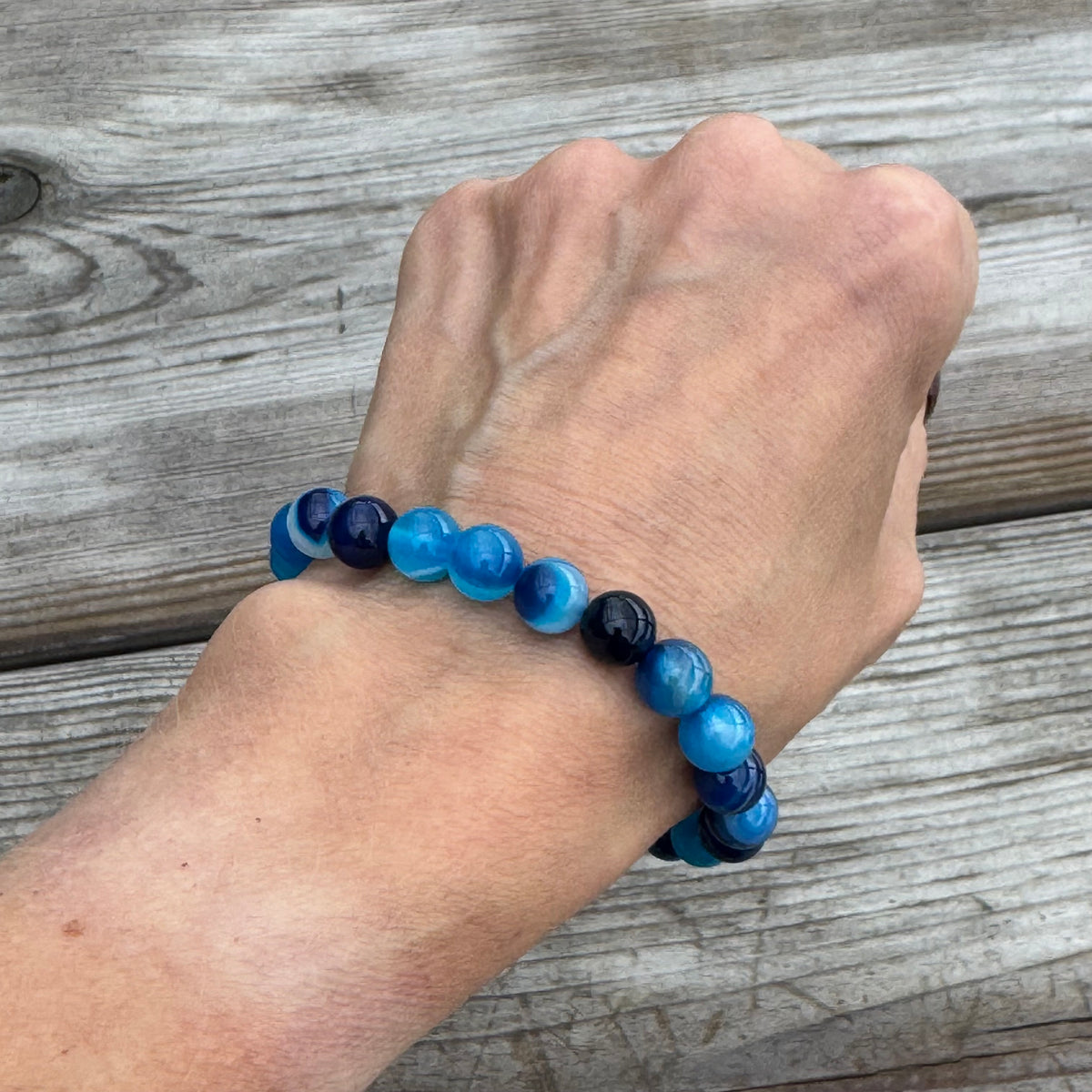 Blå Agat Kristallarmband