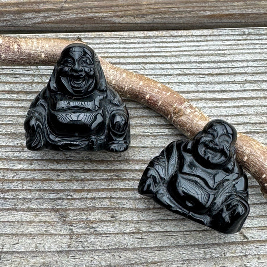 Svart Obsidian Buddha