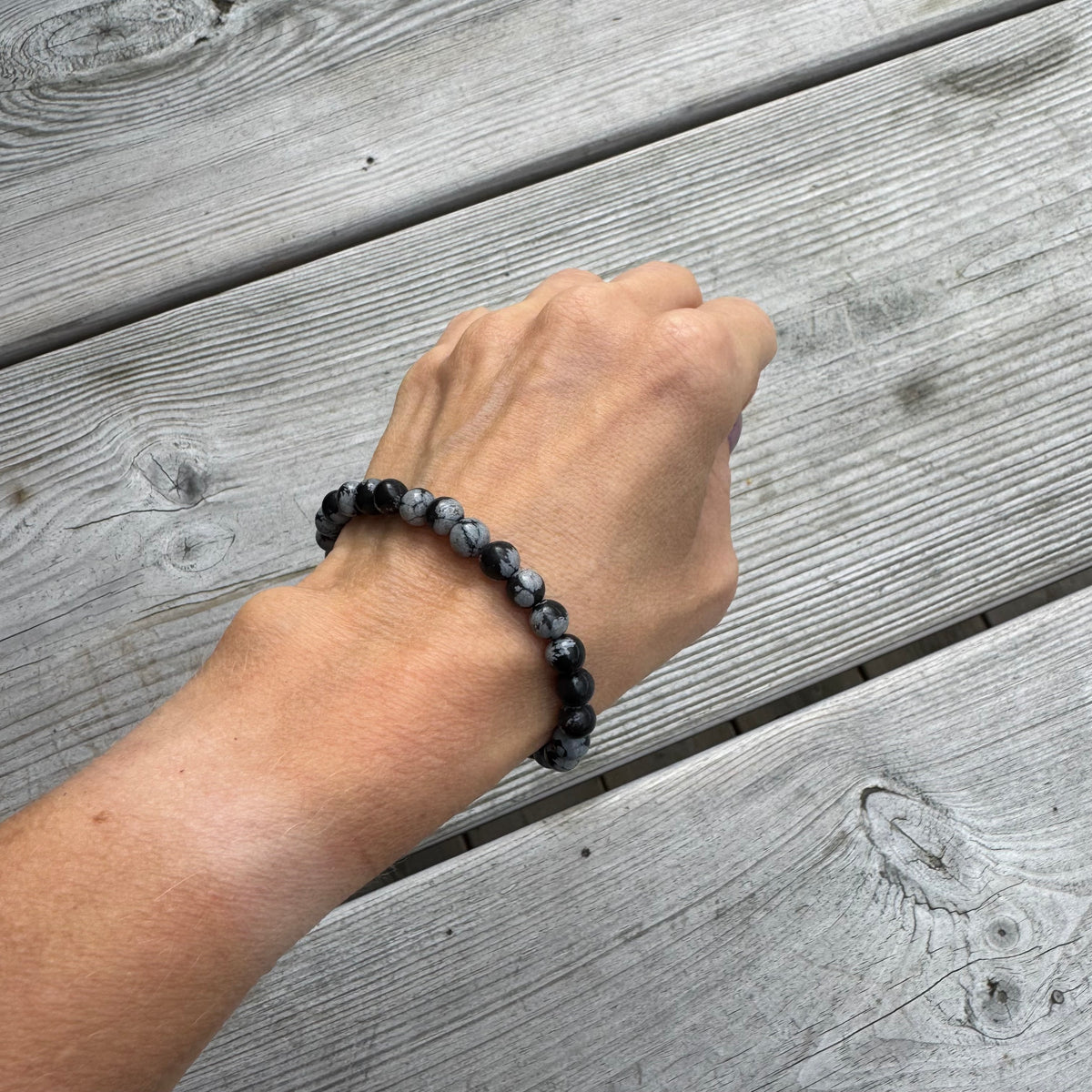 Snöflingeobsidian armband