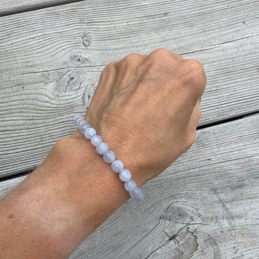 Blå Kalcedon armband