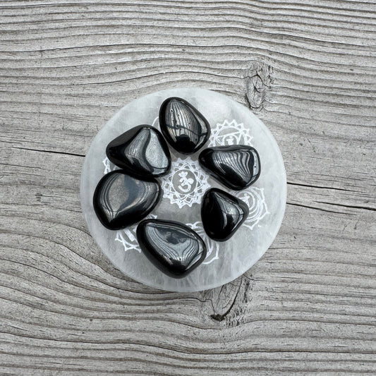 Selenitplatta rund Chakra