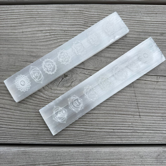 Selenitplatta med Chakra 20 cm