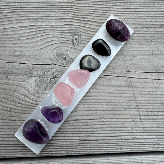 Selenitplatta med Chakra 20 cm
