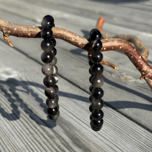 SilverObsidian armband