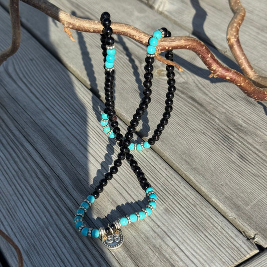 Mala Turkos Svart Agat armband