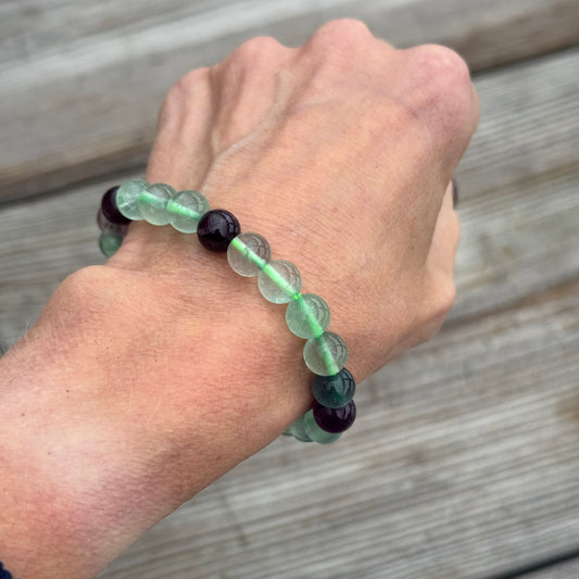 Grön Regnbågsflourit armband