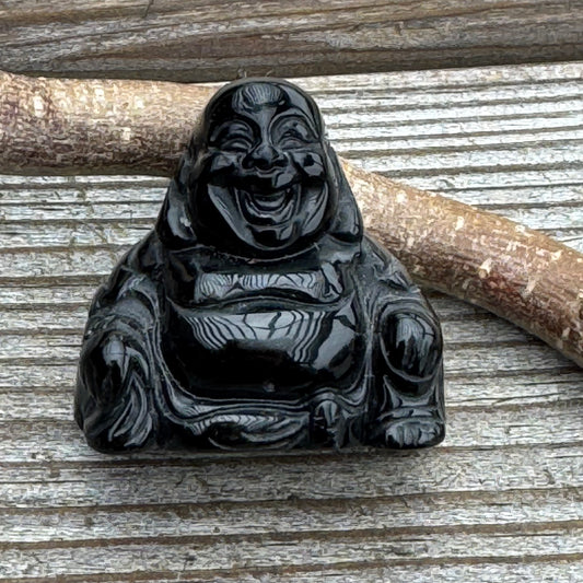 Svart Obsidian Buddha